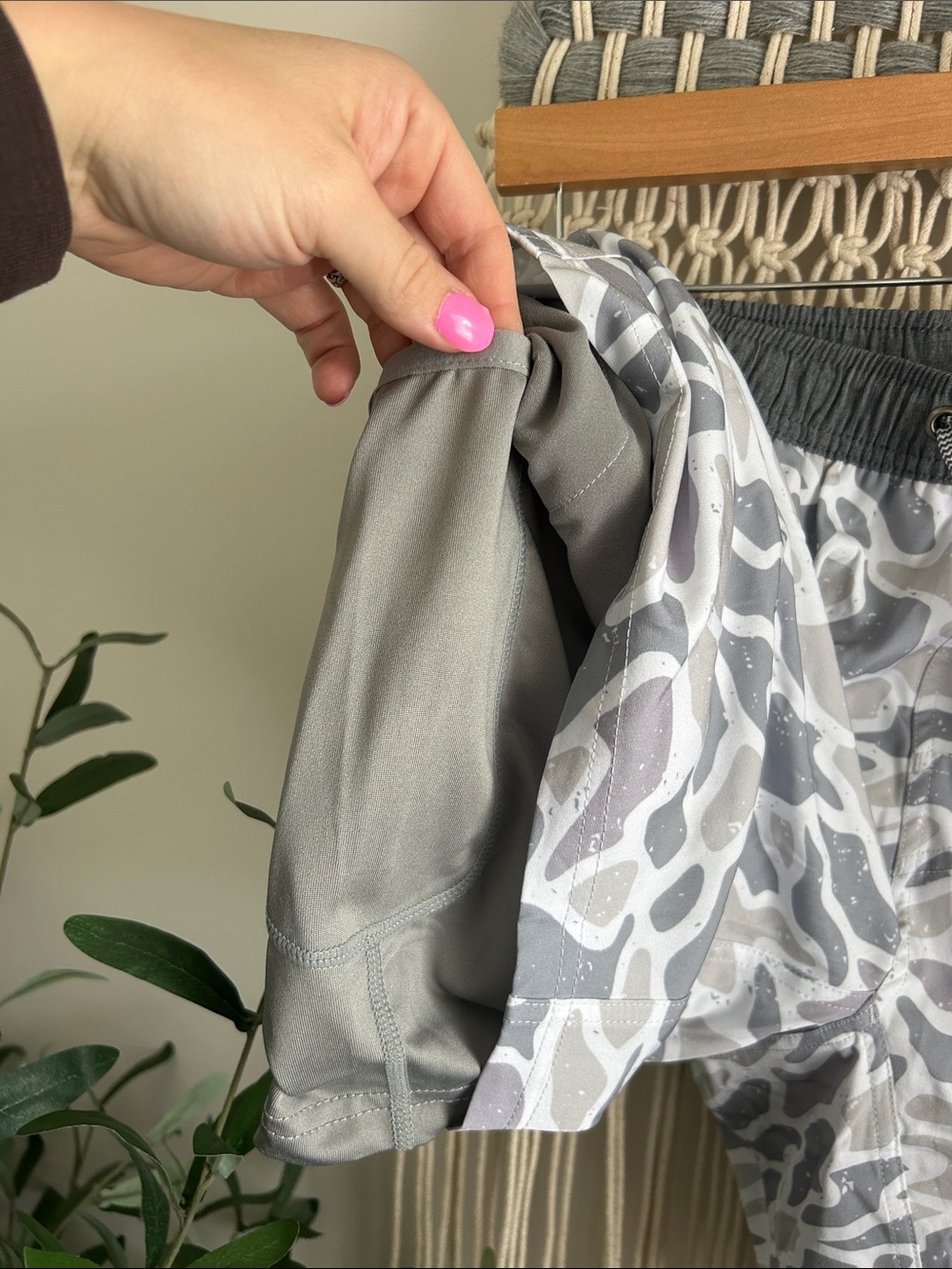 BURLEBO Gray and White Camo Swim/Active Shorts - Picture 8 of 10